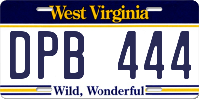 WV license plate DPB444
