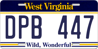 WV license plate DPB447