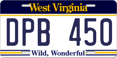WV license plate DPB450