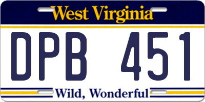 WV license plate DPB451