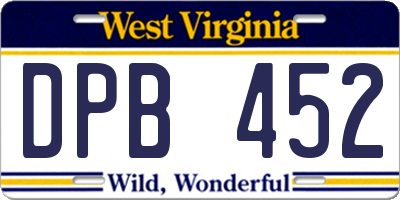WV license plate DPB452