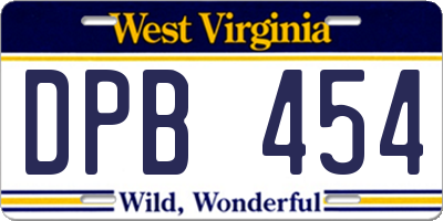 WV license plate DPB454