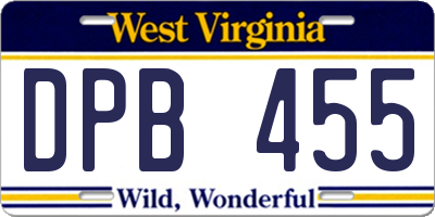 WV license plate DPB455