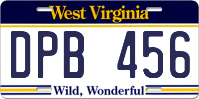 WV license plate DPB456