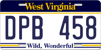 WV license plate DPB458
