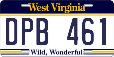WV license plate DPB461
