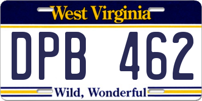 WV license plate DPB462