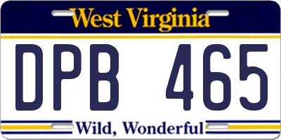 WV license plate DPB465