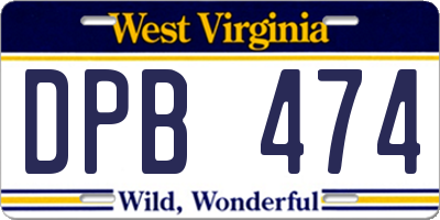 WV license plate DPB474