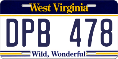 WV license plate DPB478