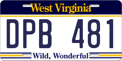 WV license plate DPB481