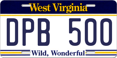 WV license plate DPB500
