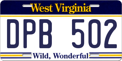 WV license plate DPB502