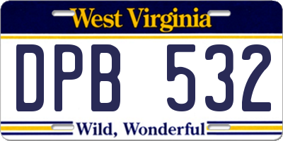 WV license plate DPB532