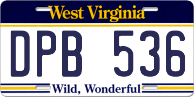 WV license plate DPB536