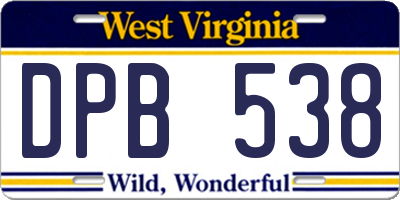 WV license plate DPB538
