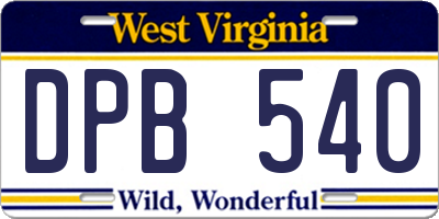 WV license plate DPB540
