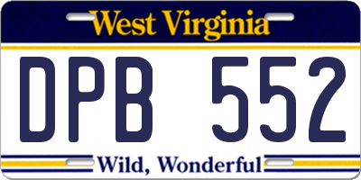 WV license plate DPB552