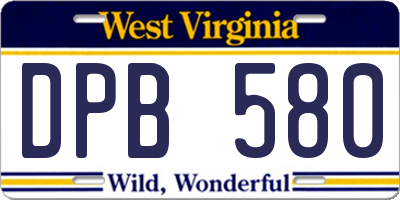 WV license plate DPB580
