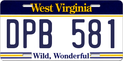 WV license plate DPB581