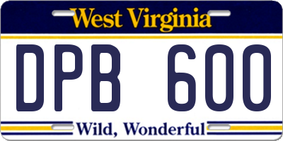 WV license plate DPB600