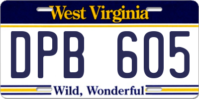 WV license plate DPB605