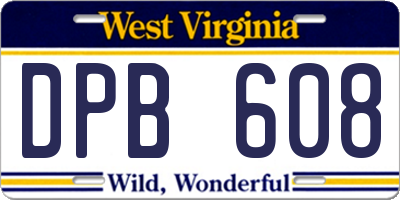 WV license plate DPB608