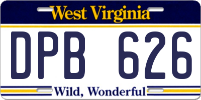 WV license plate DPB626