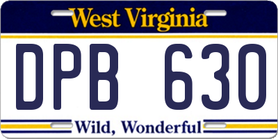WV license plate DPB630