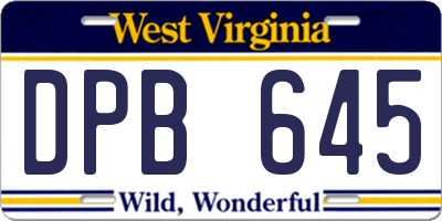 WV license plate DPB645