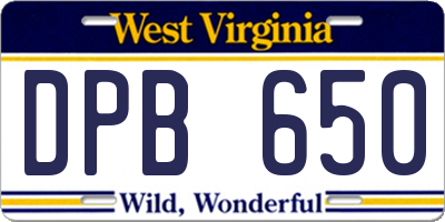 WV license plate DPB650