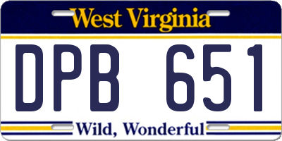 WV license plate DPB651