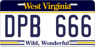WV license plate DPB666