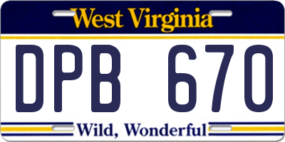 WV license plate DPB670