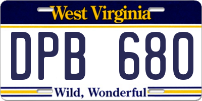 WV license plate DPB680