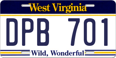 WV license plate DPB701