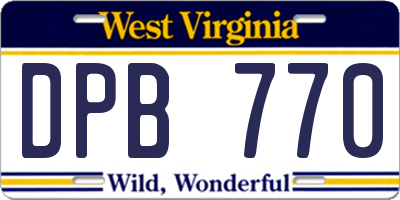 WV license plate DPB770