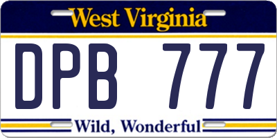 WV license plate DPB777