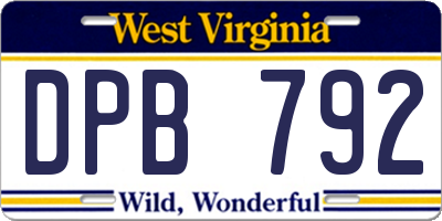 WV license plate DPB792