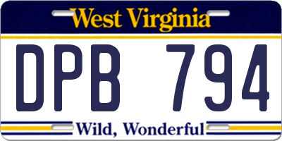 WV license plate DPB794