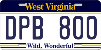 WV license plate DPB800