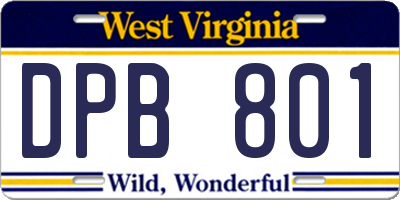 WV license plate DPB801
