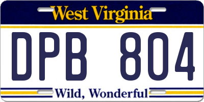 WV license plate DPB804