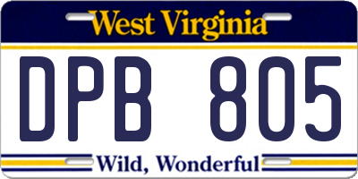 WV license plate DPB805