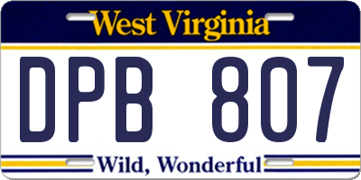 WV license plate DPB807