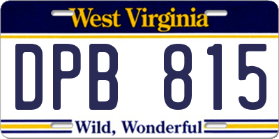 WV license plate DPB815