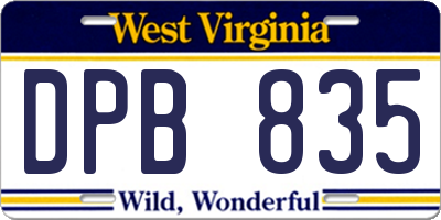 WV license plate DPB835