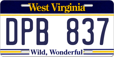 WV license plate DPB837