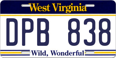 WV license plate DPB838