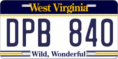 WV license plate DPB840